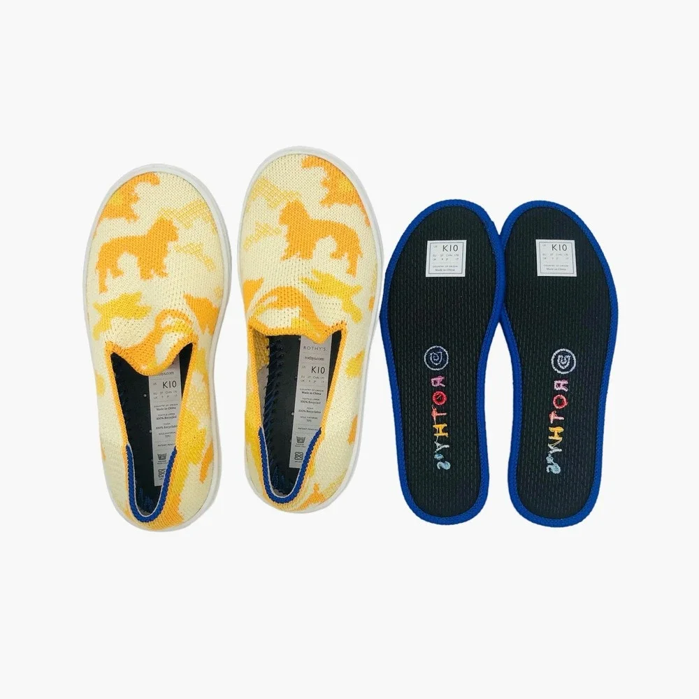 Rothy's Yellow Puppy Camo Sneaker Kids Size 10 NEW Limited Edition